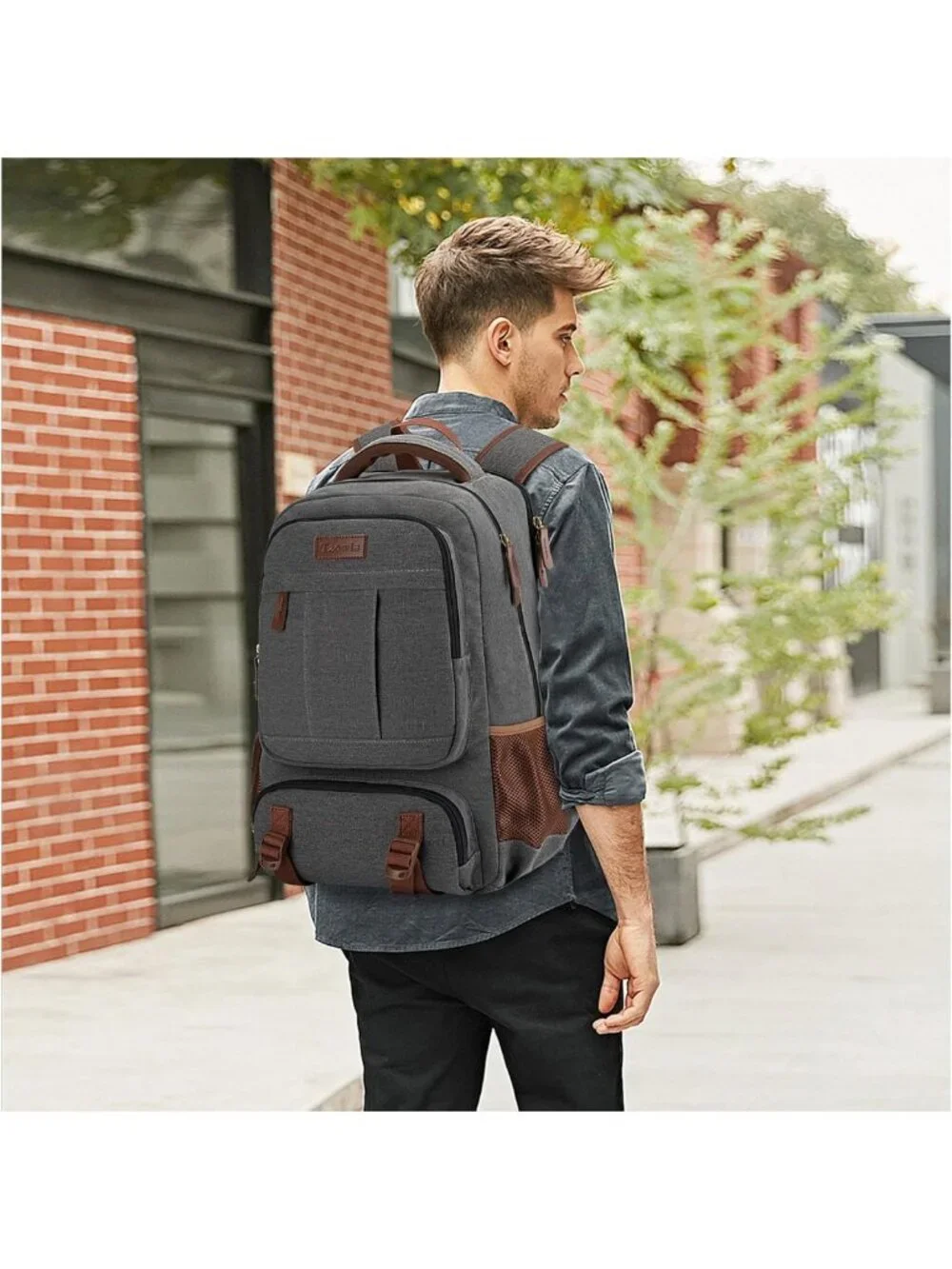 Stylish Canvas Laptop Backpack for Travel & Work, Fits 15.6